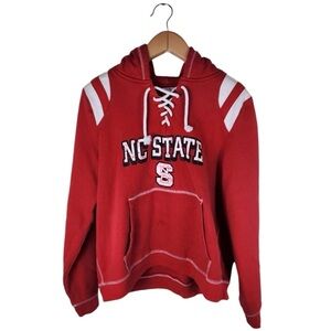 Vintage NC State Wolfpack Lace Up Hoodie Pro Edge Size XL Collegiate Red